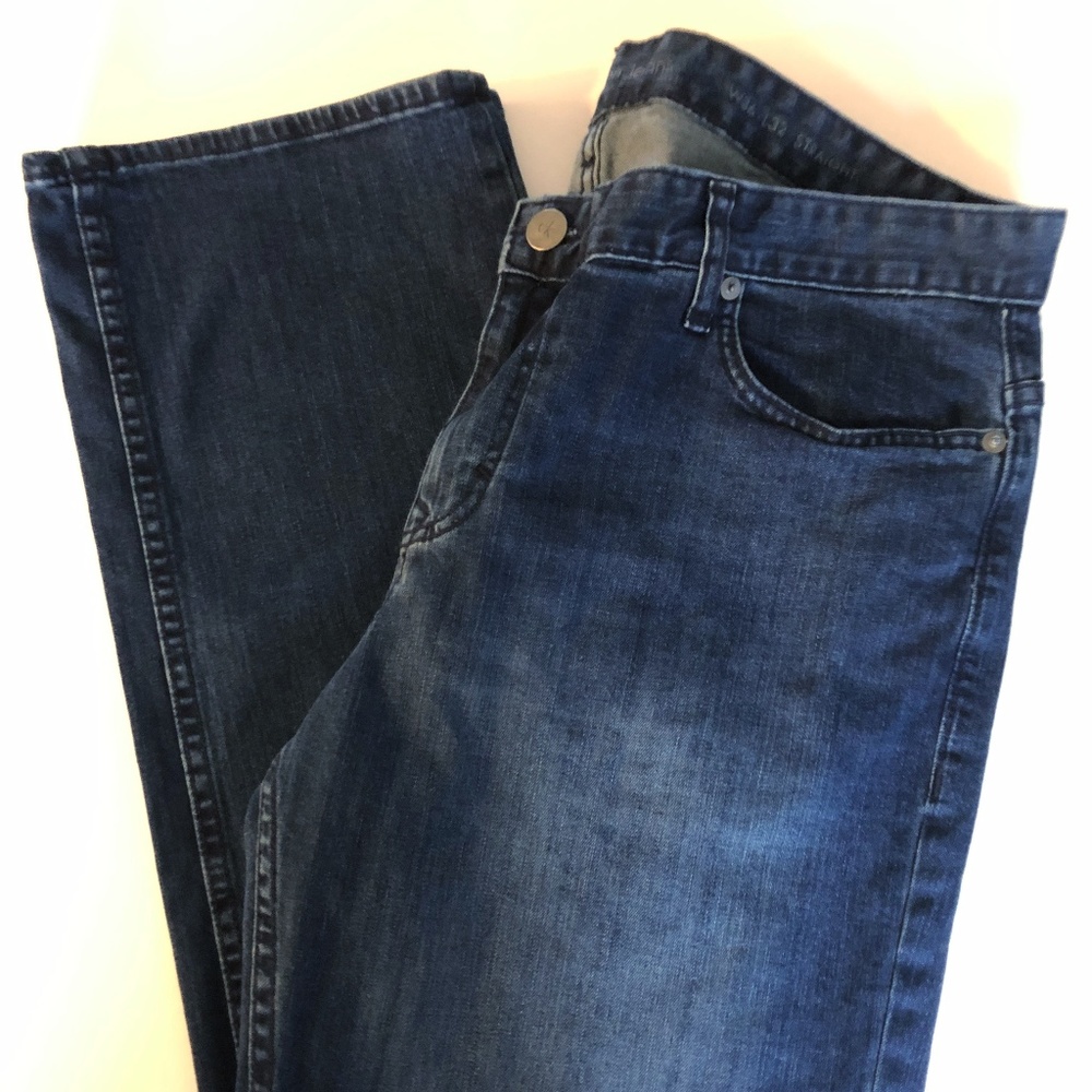 CALVIN KLEIN 36x32 Jeans Straight Bootcut Dark Blu